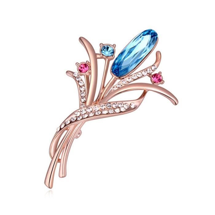 SHARPHY Broche femme cristal autrichien haut de gamme mode rétro élégant Fleurs tempérament bijoux femme