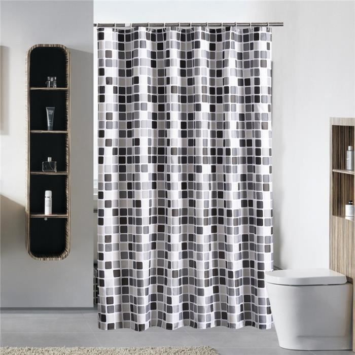 noir blanc gris treillis baignoire rideau de douche en tissu de salle de bains rideaux de bain impermeables a l eau et aux achat vente rideau de douche cdiscount
