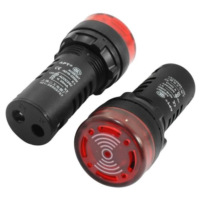 22SM pouvez choisir 22 mm Rouge flash LED Alarme Témoin lumineux lampe avec Buzzer Alarme 1 12V garantie de qualité pour 3 ans Taiss/AC DC 12 V 24 V 110 V 220 V Ad16 