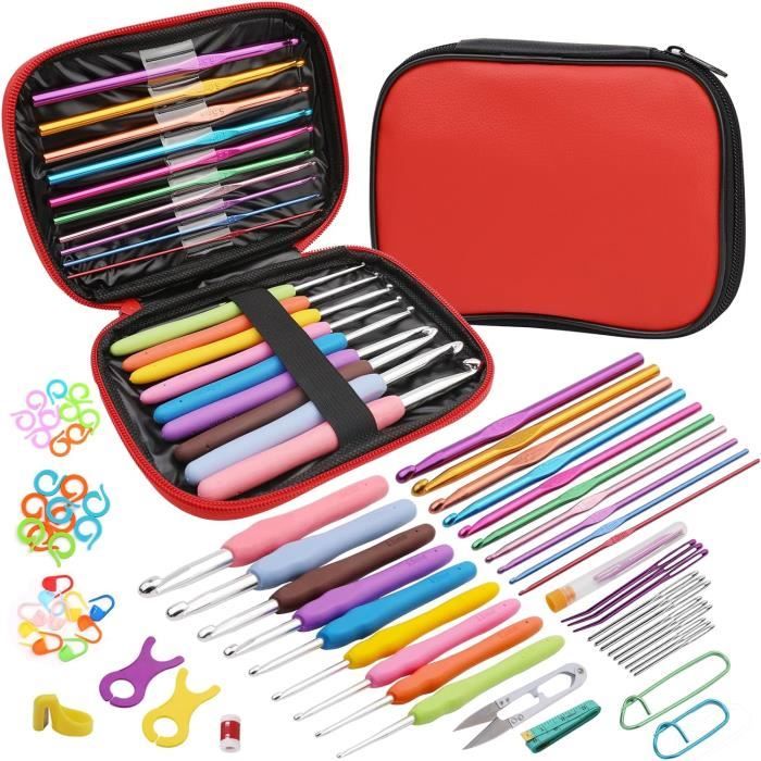 Ensemble de Crochets Ergonomiques avec Grande Poignée - Aiguilles de Tricotage en Aluminium Lisse pour Mains Arthritiques, 8 Pcs