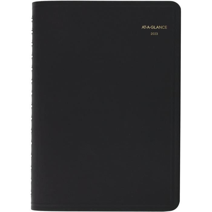 AT-A-GLANCE Agenda Semanal 2023, DayMinder, Libro De Citas Por Hora, 3-1/2 X 6 Pulgadas, Tamaño De Bolsillo, Páginas De Teléfono/direcciones Con Pestañas, Cubierta Texturizada, Negro (G25000