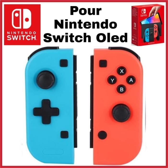 Console NINTENDO Switch Modèle OLED Blanche + Manette NINTENDO Paire de  Manettes Joy-Con Rouge/Bleu + Housse de protection NINTENDO