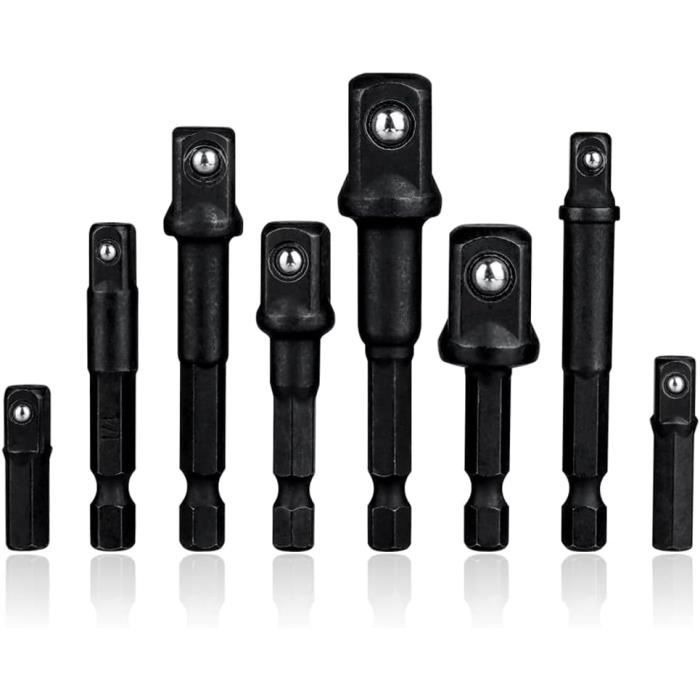 Jeu De 3 Adaptateurs De Douille Hexagonale – 1/4, 3/8, 1/2 Pouce, Pour Perceuse Et Chocs