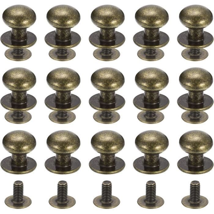 10 Ensembles De Rivets Solides Tête Ronde - Dimensions 10x6mm, Couleur Noir, Pour Cuir Et Bricolage, Marque Uxcell