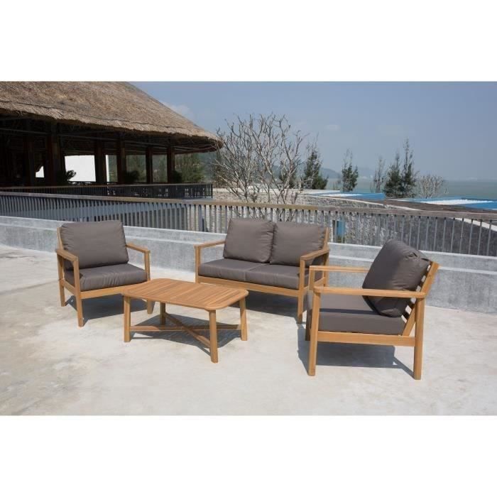 Salon De Jardin Bois D Acacia 4 Personnes Naga Bois Et Gris