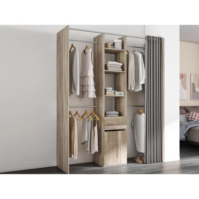 Dressing avec rideau L162 cm Coloris Naturel DRELOA Cdiscount