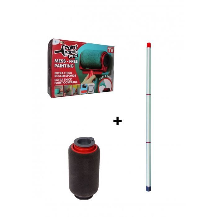 Paint Racer Pro + 1 recharge + Paint Racer Extension - Rouleau de peinture portable avec réservoir intégré