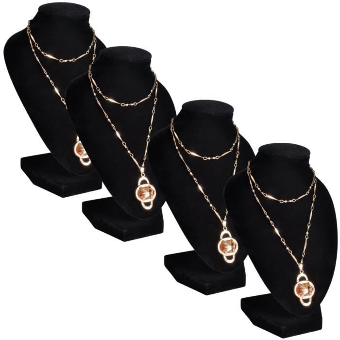 Présentoir Buste Bijoux En Velours Noir - Support Pour Colliers Et Pendentifs, Organisateur Élégant