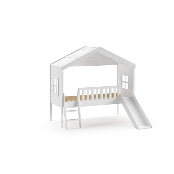 Lit cabane 90x200 blanc HOUSEBEDS - VIPACK - HBGB9014 - Bois - Panneaux de particules - Enfant