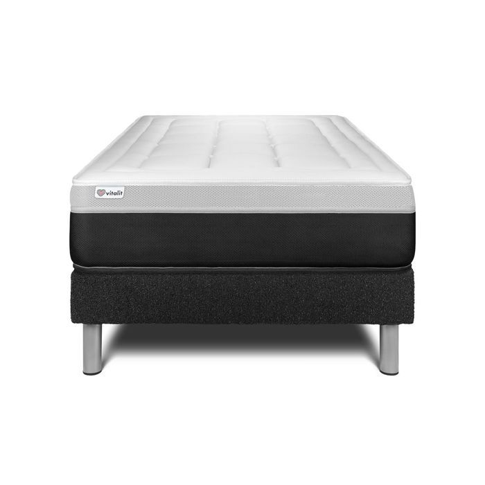 Ensemble Matelas Sommier 90x200 cm - Sommier Noir (en kit) - Vital Form Noir