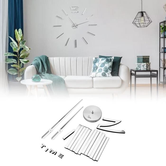 Horloge Murale Moderne DIY – 40 Cm, Miroir 3D, Mouvement Silencieux, Décoration Salon, Chambre, Bureau - 3