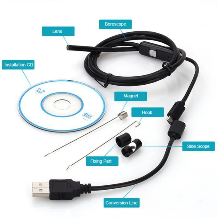 Windows Et Ordinateur Mac OS OS XZYP Endoscope USB CaméRa D'Inspection D'Endoscope à CâBle Souple De 5,5 MM 2 en 1 Cmos éTanche CaméRa Serpent avec 6 LEDs RéGlables pour Android 