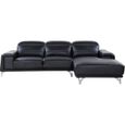 Canapé d'angle en cuir et PVC - Leicester - Noir - Angle droit-1