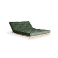 Canapé convertible futon ROOTS pin naturel coloris vert olive couchage 140*200 cm-1