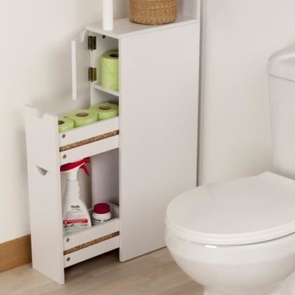 Petit meuble de rangement étroit pour toilettes TOWER – NOIR – LAPADD