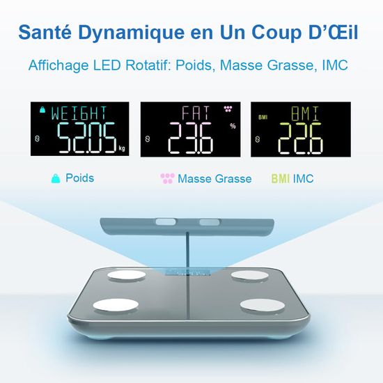 Balance Pèse Personne Connectée Avec 8 Électrodes 18 Données Corporelle