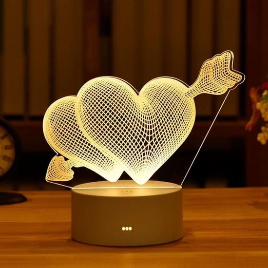 Romantique Amour 3d Lampe Ballon en forme de cœur Acrylique Led Veilleuse  Lampe de Table Décorative Saint-Valentin Chérie Cadeau de femme