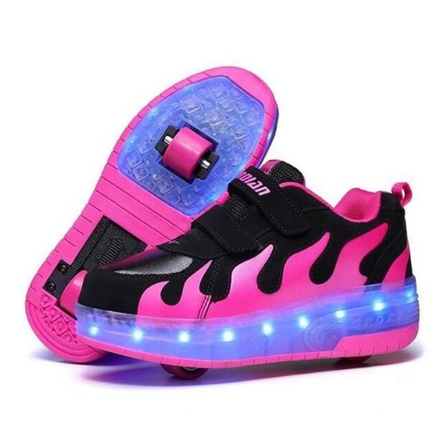 Hbl Led Baskets L g res Avec Double Deux Roues Gar on Fille Patin