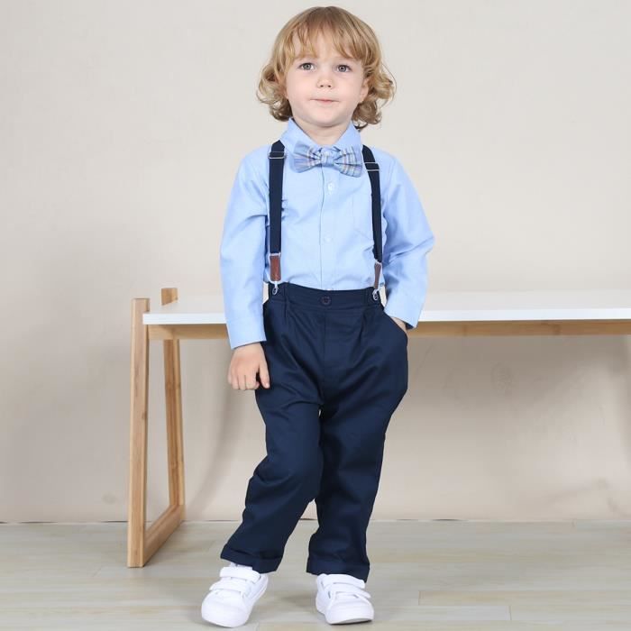 Costume Mariage Enfant Garcon 2 PCS Ensemble Vetement Automne Hiver Ceremonie 12 Mois a 4 Ans Bleu