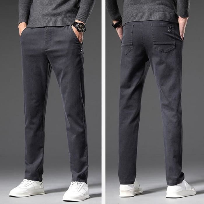 Pantalon Homme Slim Fit Stretch Pantalon Chino Elegant Automne Hiver Gris Fonce Gris fonce Cdiscount Pret a Porter