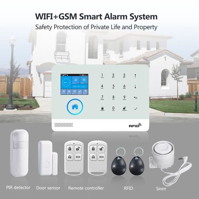 RUMOCOVO® WIFI GSM système de sécurité d'alarme maison intelligente App  contrôle avec caméra IP alarmes de sécurité version6 - Cdiscount Bricolage