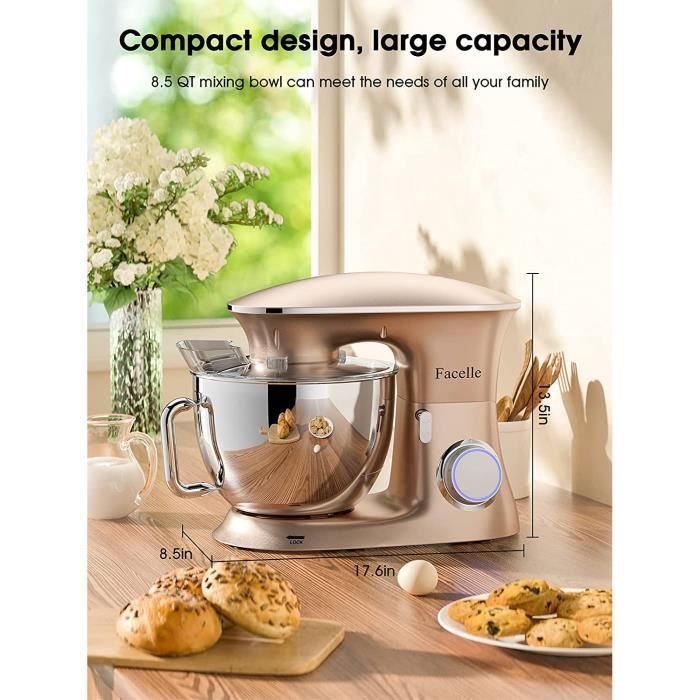 Impastatrice Planetaria Facelle 1500W - 6,5L, 6 Velocità, Accessori Inclusi, Blu - Foto 2