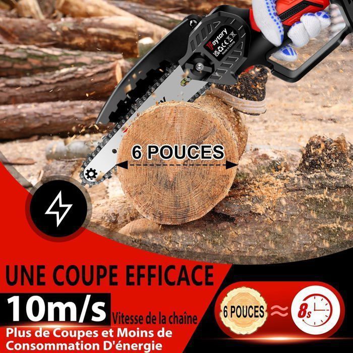 Mini Tronconneuse a Batterie 6 pouces, Pafieo Tronçonneuse Sans Fil