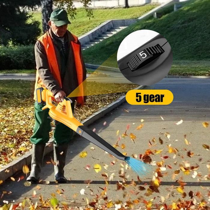Souffleur De Feuilles Sans Fil 120CFM/100MPH - 5 Vitesses, Batterie 3.0Ah, 18000 RPM - Pour Jardin, Allées, Neige
