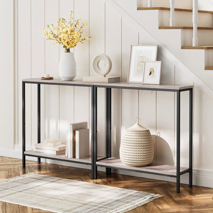 LIFEZEAL Table Console avec 3 Tiroirs, Meuble d'Entrée en Bois, Table d