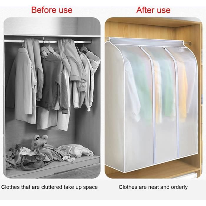 2025 Sac à Vêtements à Suspendre Avec Fermeture éclair Auto-compression, Sinon Sac à Vêtements Peu Encombrant Pour Manteau En Duvet, Sacs De Rangement Suspendus Pour Vêtements (beige, L