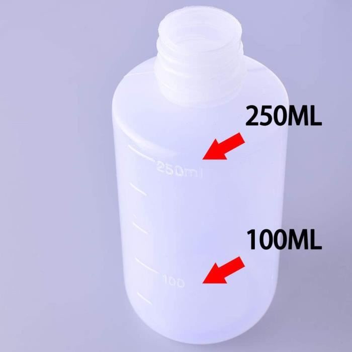 4 Bouteilles Pissette Plastique 250ml/500ml - Bec Courbé - Échelle Graduée - Pour Laboratoire Ou Plantes