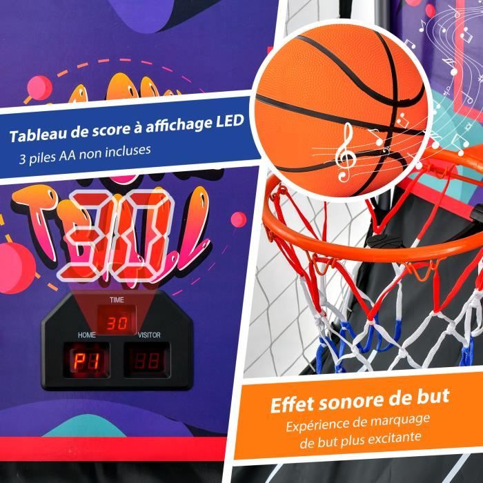 COSTWAY Jeu Basketball Arcade Pliable – 2 Paniers, 4 Ballons, 8 Modes, Score Électronique – 1 à 4 Joueurs, Enfants Et Adultes