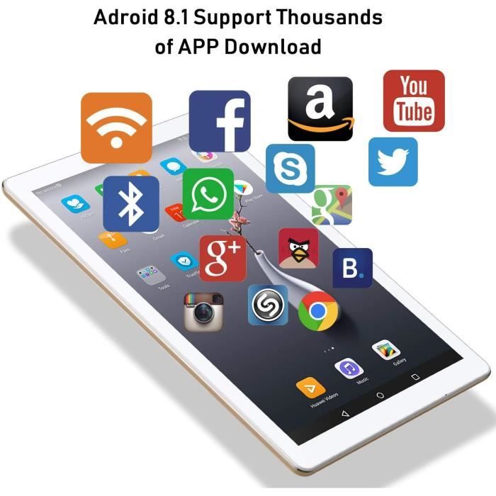 Tablette 10 pouces HD, 4G/WIFI, 3Go+32Go ROM/128Go,8500mAh,Android2