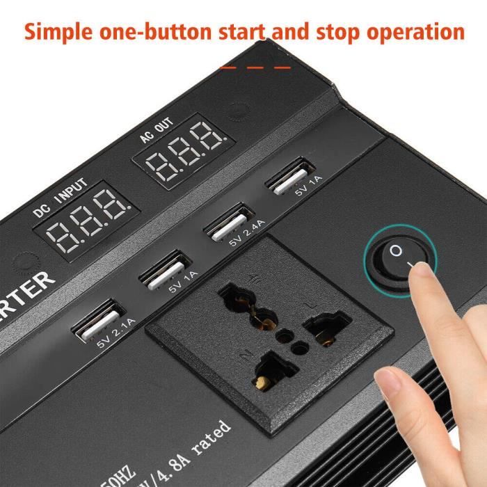 3000W Onduleur De Voiture Inverter DC 12V à AC 220V-240V Dual USB Charger Converter - Vvikizy