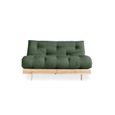 Canapé convertible futon ROOTS pin naturel coloris vert olive couchage 140*200 cm-3