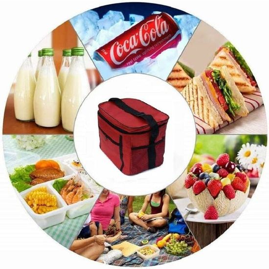 Sac Isotherme, Lunch Bag 10L, Sac à lunch isolé Sac-Glacière Cooler Bag Sac de Repas pour Déjeuner/Travail/Ecole/Plage/Pique-Nique - Maison