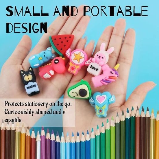Lot De 10 Gommes à Capuchon Colorées – Fournitures Scolaires, Effaceur Crayon, Couleurs Assorties Au Hasard