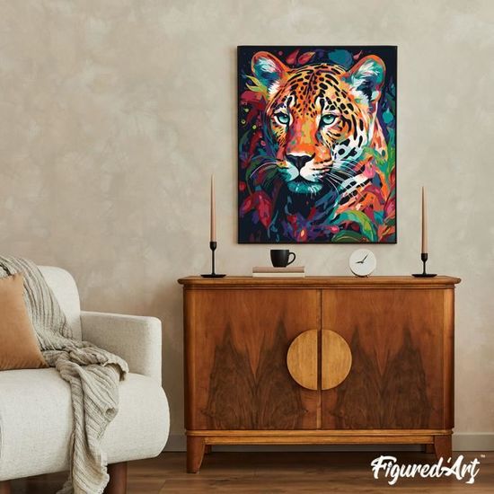 Figured'Art Peinture Par Numéros Oiseaux Sur La Barrière - Kit Complet Avec Cadre 40x50cm Toile Tendue