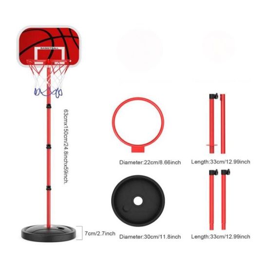 Mini Panier de Basket, Ajustable Portable pour Enfants, 2 Ballons, Hauteur  Réglable de 63-150cm, Jeux Intérieur Exterieur Jouet Ballon, Panier de  Basket Exterieur - Adélala