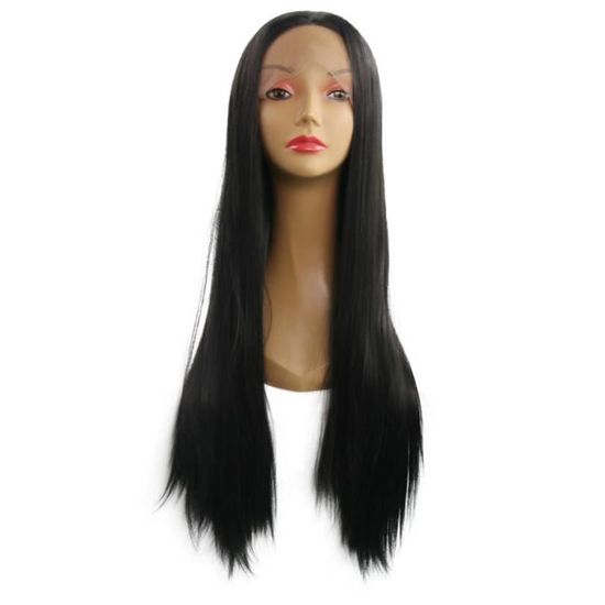perruque long cheveux noir