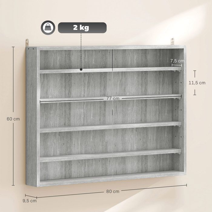 Vitrine murale moderne Fardalen 22 | Noir élégant | 60 x 60 x 30 cm | Éclairage LED intégré