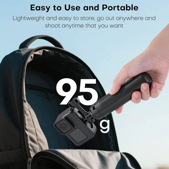 Perche à Selfie Invisible Extensible 130cm – Aluminium, Compatible DJI Osmo, Insta360, Trépied Monopode