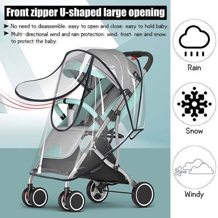 Habillage de Pluie pour Poussette Double Universelle Housse de Pluie  Transparent Couverture Anti-Pluie/Protection Pluie et Vent Habillage  Imperméable pour Pousette Landau Bébé