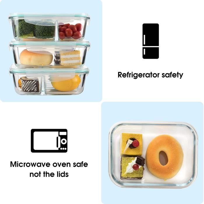 MCIRCO Lot de 10 boîtes de conservation en verre avec couvercles  hermétiques pour repas au microondesfourcongélateur et lavev [781] -  Cdiscount Maison