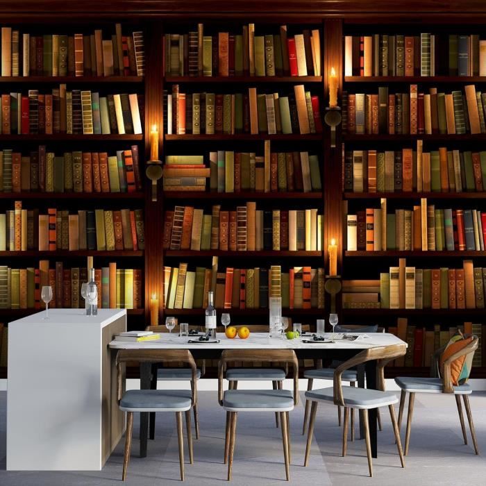 3D Sticker De Porte Bibliothèque 95 X 215 Cm Photo Mural Trompe L'Oeil Stickers Muraux Pvc Imperméable Papier Peint Pour Chambre Salle De Bain Cuisine