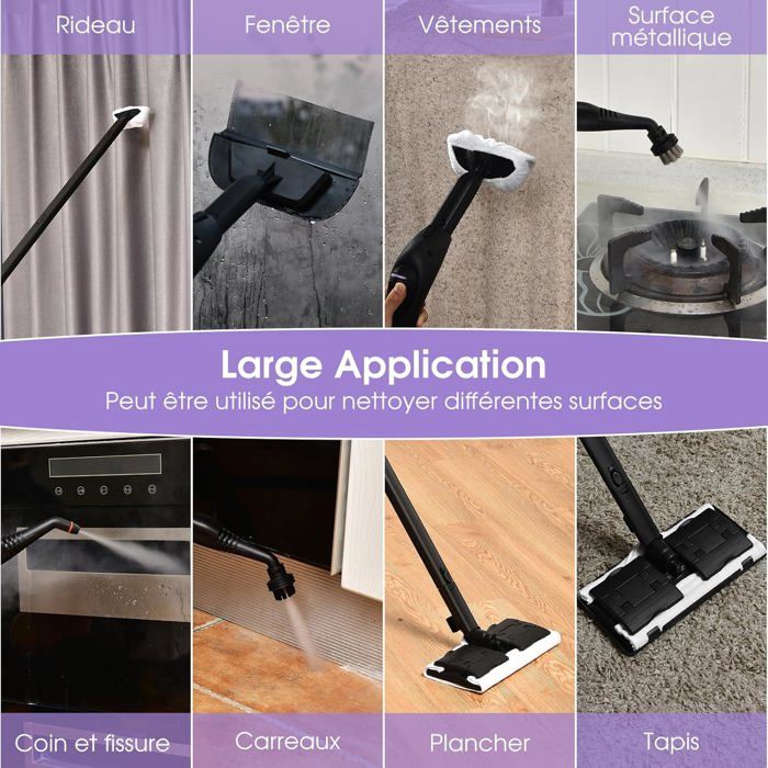 GOPLUS Nettoyeur Vapeur, 13 Accessoires, Pression 5 Bar Puissance 2000W Avec Réservoir D'Eau 1