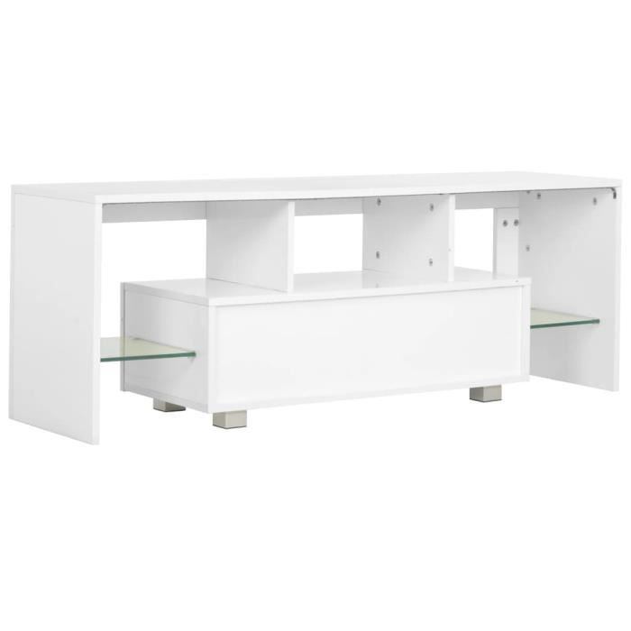 WEI Support d'armoire pour meuble TV blanc moderne 130 x 35 x 35 cm avec  panneau à haute brillance LED bleue (prise UK 220 V) - Cdiscount Maison