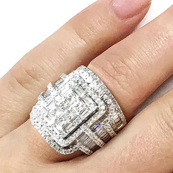 Bague en argent sterling 925 brillant avec diamants et zircone cubique Bague  multi-rangs en diamant CZ pour femme et homme taille62 Blanc - Achat /  Vente bague - anneau Bague en argent