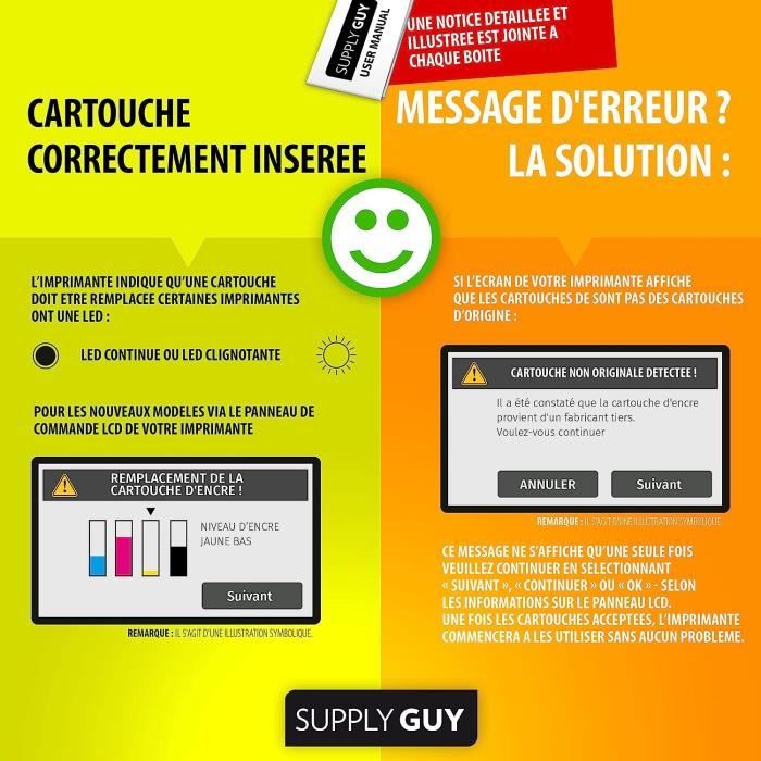 Supply Guy 5 Cartouches d'encre XXL (Cyan) avec Puce Compatible