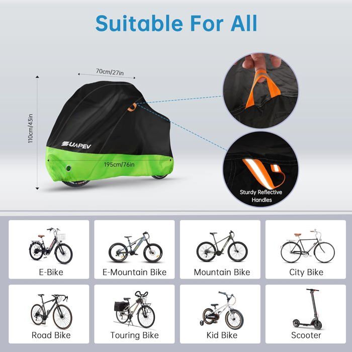 Housse Vélo Extérieur Oxford 210D - Protection Pluie UV 200x110x70cm - Trou Verrouillage Inclus